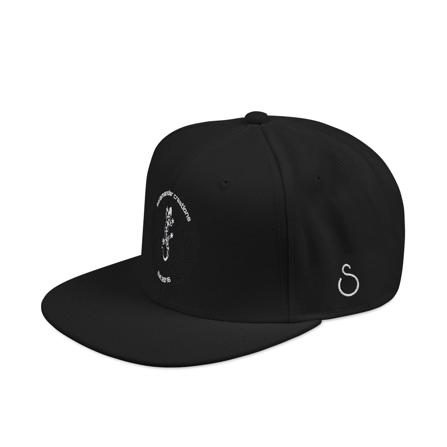 Embroidered Salamander Snapback Hat — Black Salamander Design