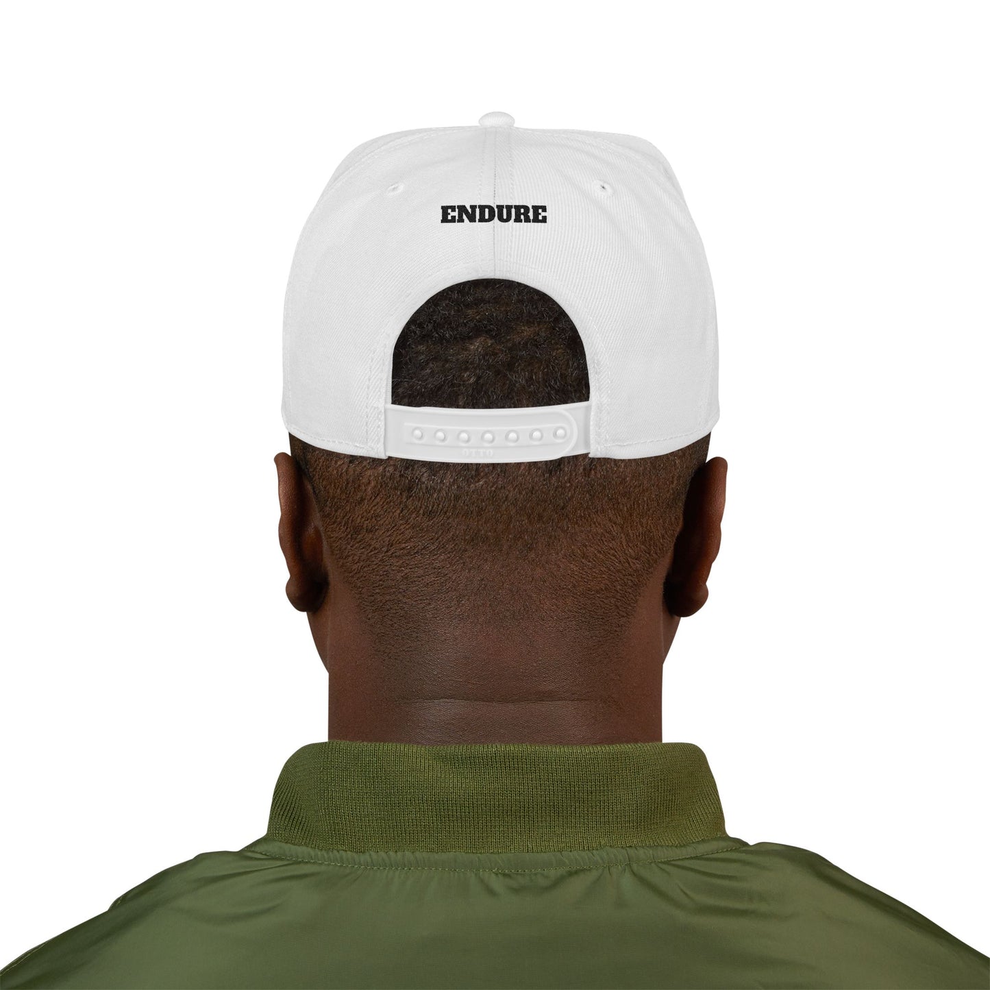Snapback Hat — Embroidered Salamander in White Hat